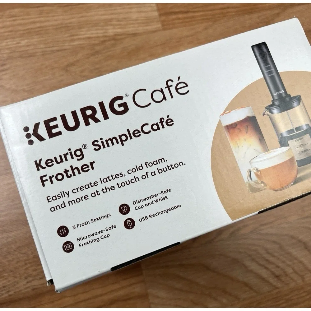 Keurig Simple Cafe Milk Frother USB Rechargable‎ Latte Capuccino Cold Foam Maker